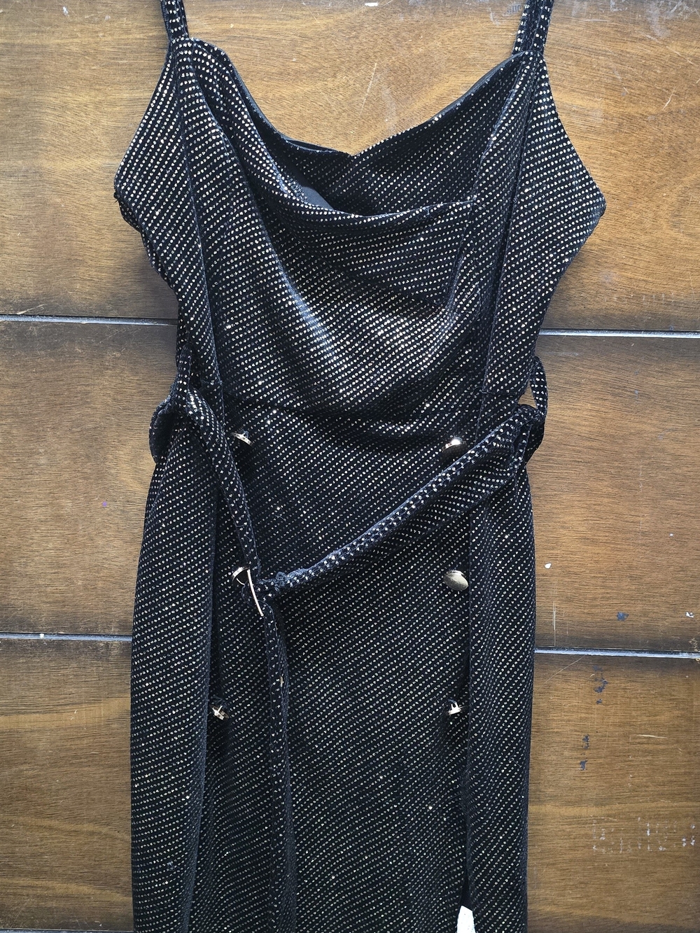 A Peach Black Sparkle Medium Mini Dress